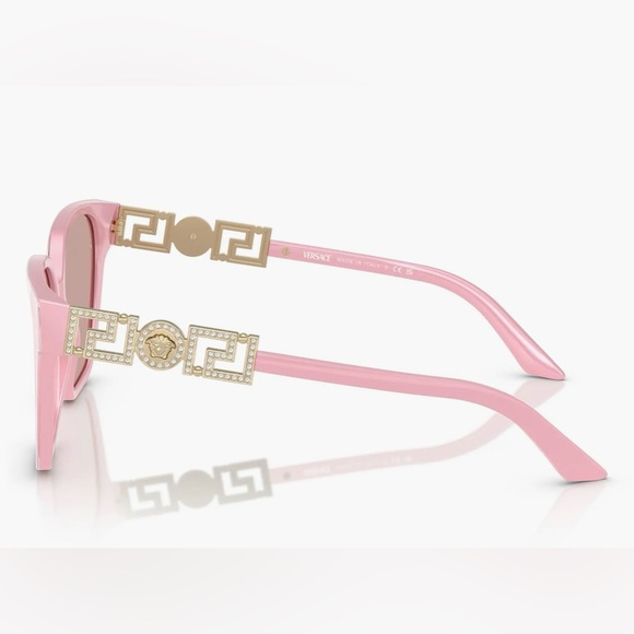 Versace Pink Sunglasses with Gold Accents New in Box 56 MM MSRP $580